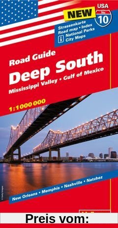 Hallwag USA Road Guide 10 Deep South 1:1.000.000: Mississippi Valley, Gulf of Mexico (Hallwag Strassenkarten)
